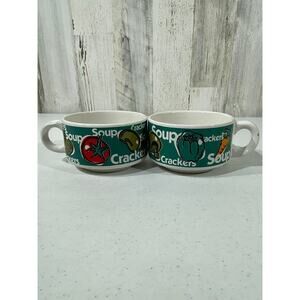 Houston Harvest Gift Products Set Of 2 Vintage 12oz Soup Crackers Mug Bowls